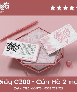 [Có Sẳn] Card Cám Ơn, Card Thank You, Thiệp Cảm Ơn - Giấy C300 Cán Màng Mờ - Màu Hồng Dễ Thương 100 cái
