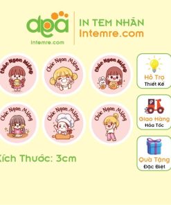 Sẳn 100 Tem Nhãn Giấy Decal Dán Intemre.com Chúc Ngon Miệng Kt: 3cm