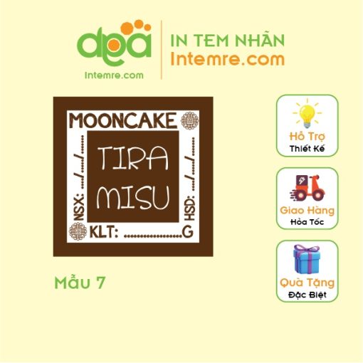 100 Tem Nhãn Giấy Decal Dán Intemre.com Bánh Trung Thu Hình Vuông 3x3cm - Mẫu 7 - Ảnh 2