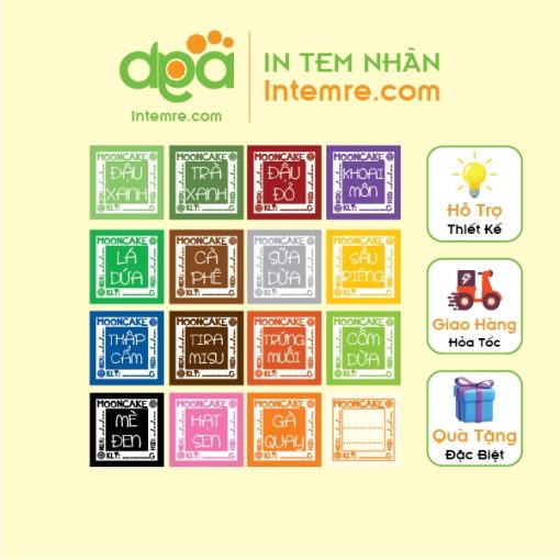 100 Tem Nhãn Giấy Decal Dán Intemre.com Bánh Trung Thu Hình Vuông 3x3cm - Mẫu 7