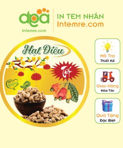 Sẳn Tem Nhãn Giấy Cán Bóng, Decal Dán Tết Intemre.com Hạt Điều Rang Muối Nhiều Kích Cở Mẫu 4